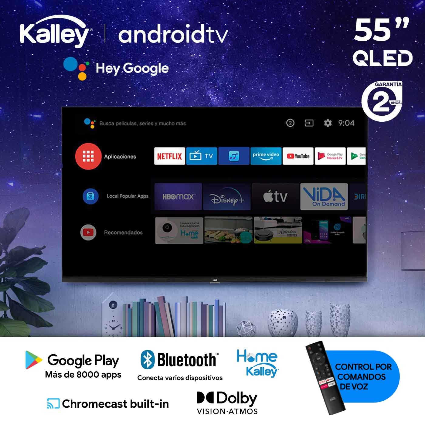 TV KALLEY 55 Pulgadas 139 cm K-ATV55UHDQW 4K-UHD QLED Smart TV Android