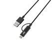 Cable KALLEY USB a Micro USB con adaptador Lightning K-GCB2EN1B de 1.0 Metro Negro - 