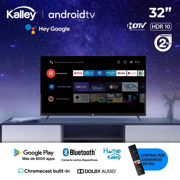 TV KALLEY 32" Pulgadas 81 cm ATV32HDW HD LED Smart TV Android