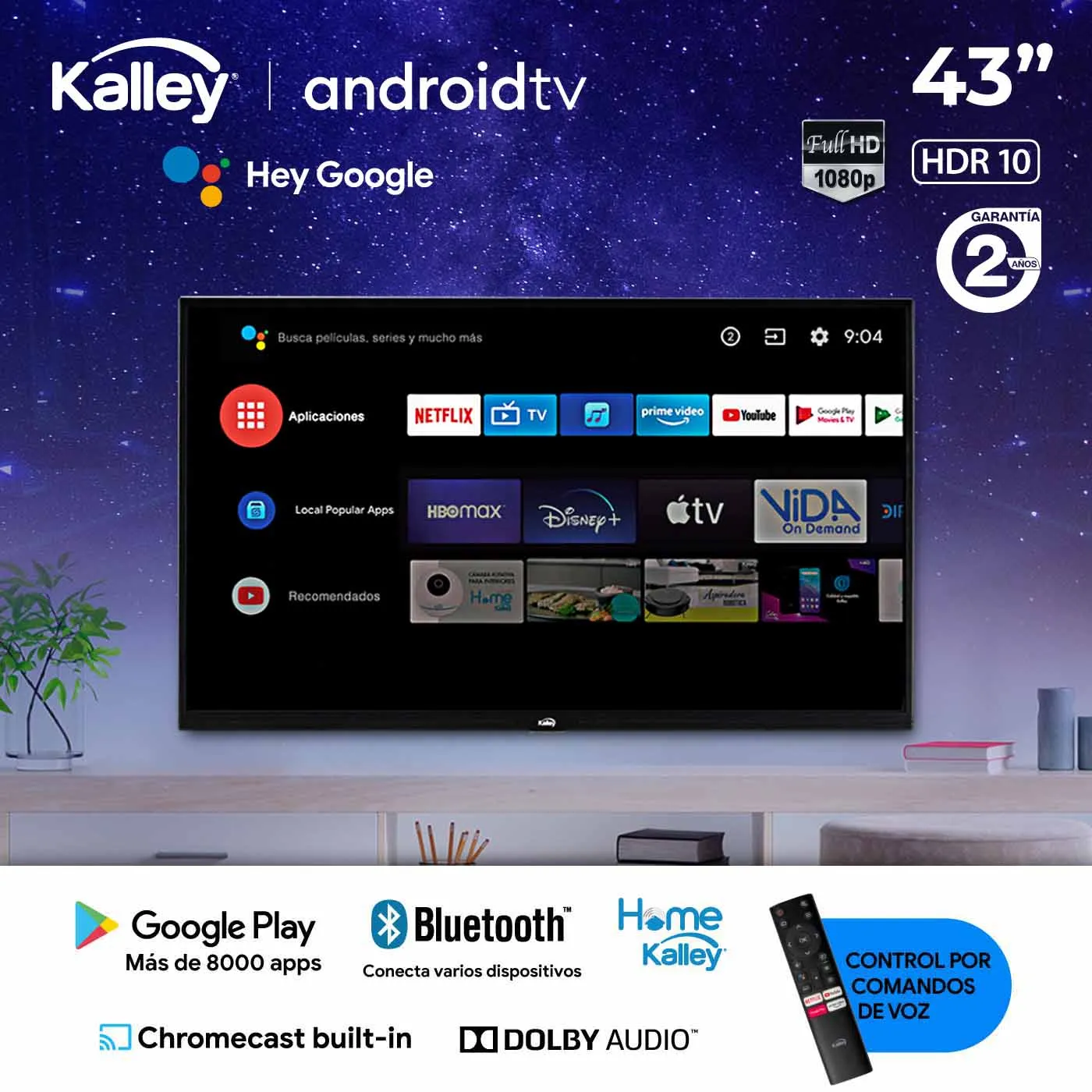 TV KALLEY 43 Pulgadas 109 cm ATV43FHDE FHD LED Smart TV Android
