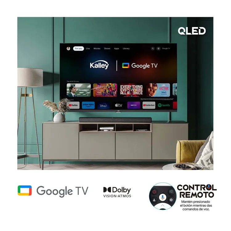 TV KALLEY 65" Pulgadas 164 cm K-GTV65UHDQ 4k-UHD QLED Smart TV Google